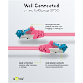 Miniatyrbillede 4 af 7: Goobay Netværkskabel CAT 6A, S/FTP (PiMF), magenta, 2 m kobberleder (CU), halogenfri kabelkappe (LSZH)