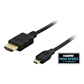 Pikkukuva 2 / 3: DELTACO kaapeli HDMI A - Micro, HDMI High Speed w/Ethernet, 1m, musta