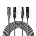 Miniatyrbillede 2 af 4: Nedis Balanceret Audio kabel | 2x XLR 3-Pin Hanstik | 2x XLR 3-Pin Hunstik | Nikkelplateret | 5.00 m | Runde | PVC | Mørkegrå | Kartonhylster