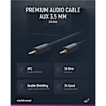 Pikkukuva 4 / 8: ClickTronic 3,5 mm AUX-kabel, stereo Premiumkabel | 1x 3,5 mm jackplugg  1x 3,5 mm jackplugg | 10,0 m | OFC innerledare
