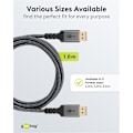 Pikkukuva 7 / 8: Goobay DisplayPort-kaapeli, DP 1.4, 1 m, Sharkskin Grey Displaypor