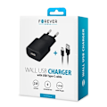 Miniatyrbillede 7 af 7: Forever väggladdare inklusive USB typ-C kabel, 2A, svart