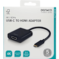 Pikkukuva 3 / 4: DELTACO USB-C - HDMI-sovitin, USB-C uros - HDMI naaras, musta