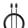 Pikkukuva 2 / 4: Nedis USB kaapeli | USB 3.2 Gen 2 | USB-C™ Uros | USB-C™ Uros | 100 W | 10 Gbps | Kullattu | 1.00 m | Pyöreä | PVC | Antrasiitti | Ikkunallinen laatik