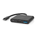 Pikkukuva 2 / 7: Nedis USB N Moniporttisovitin | 3-in-1 | USB 3.2 Gen 1 | USB-C™ Uros | HDMI™ Ulostulo / USB-A Naaras / USB-C™ Naaras | 5 Gbps | 0.10 m | Pyöreä | Nikl