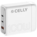 Miniatyrbild 2 av 3: Celly Power Station 1 x USB-A + 2 x USB-C PD 100W GaN Vit