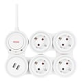 Pikkukuva 6 / 8: DELTACO taipuisa jatkojohto, 4 pistorasiaa, 1,4m, 16A 3500W, 2x USB-A