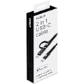 Pikkukuva 3 / 3: Celly 2-i-1-kabel USB-C - USB-C/Lightning 100W 2m Svart