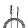 Pikkukuva 2 / 4: Nedis Balansoimaton Audiojohto | XLR 3-Pin uros | RCA Uros | Niklattu | 3.00 m | Pyöreä | PVC | Tummanharmaa | Pahvikotelo