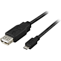 Miniatyrbillede 1 af 3: DELTACO USB-adapter Type A hun - Type Micro B han, <b>OTG</b>, 0,2m, s