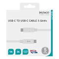 Pikkukuva 3 / 3: DELTACO USB-C-kaapeli, 5Gbit/s, 5A, 1m, valkoinen