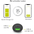 Miniatyrbild 5 av 8: Goobay Dubbel USB-billadare USB-C™ PD (Power Delivery) (48 W) 48 W (12/24 V) USB-A/USB-C™ lämplig för enheter med USB-C™ (Power Delivery), t.ex. iPhon