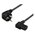 Miniatyrbillede 2 af 3: DELTACO power cable, angled CEE 7/7 to angled IEC 60320 C13, 10m, blac