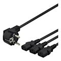 Miniatyrbillede 1 af 3: DELTACO apparat-Y-kabel, 3-vägs CEE 7/7-3xIEC C13, 1m+2m, svart