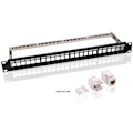 Pikkukuva 1 / 6: Goobay 19-tums (48,3 cm) Keystone-kopplingspanel (1 HE) inkl. 24x CAT-6-moduler (UTP)
