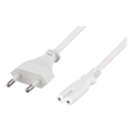 Pikkukuva 2 / 3: DELTACO maadoittamaton virtakaapeli, CEE 7/16 -> IEC60320 C7, 2m, valk
