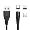 Miniatyrbillede 2 af 5: Maxlife MXUC-02 Magnetisk 3i1-Laddkabel (Lightning/USB-C/microUSB) Fast Charge (2A), Svart