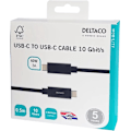 Pikkukuva 5 / 5: DELTACO USB-C-kaapeli, 0,5m, 60W USB PD, 10Gbps, musta