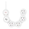 Miniatyrbillede 7 af 8: DELTACO Flexible 4-Socket Power strip, 1,4m, 16A 3500W, 2x USB-A, whit