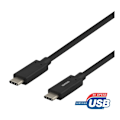 Pikkukuva 1 / 5: DELTACO USB-C-kaapeli, 0,5m, 60W USB PD, 10Gbps, musta