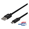 Pikkukuva 2 / 3: DELTACO USB-A - USB-C-kaapeli, 2m, USB 2.0, punottu, musta