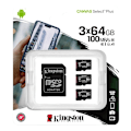 Pikkukuva 3 / 3: Kingston 64GB micSDXC Canvas Select Plus 100R A1 C10 3-pack + 1 ADP