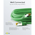 Pikkukuva 4 / 7: Goobay RJ45 patchkabel S/FTP (PiMF), 500 MHz, med CAT 7 råkabel, grön, 20 m LSZH halogenfri kabelhölje, koppar, RJ45-kontakt (CAT 6A)
