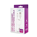 Miniatyrbillede 4 af 4: Setty Biloplader USB-stik med Lightning-kabel 1m, 2,4A, Hvid