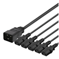 Miniatyrbild 1 av 3: DELTACO Apparatkabel IEC C20 - 5x IEC C13, 3m, 16A/250V, Y-Splitter, s