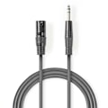 Pikkukuva 2 / 4: Nedis Balansoitu Audiojohto | XLR 3-Pin uros | 6.35 mm uros | Niklattu | 3.00 m | Pyöreä | PVC | Tummanharmaa | Pahvikotelo