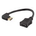 Miniatyrbillede 1 af 3: DELTACO Flexible HDMI adapter, 0,2m, left-angled, HDMI M/F, UHD, black