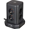 Miniatyrbillede 2 af 7: brennenstuhl 8-vejs stikkontakttårn i 45° arrangement (4x USB, med 2 kabler, to-polet kontakt) TYPE F
