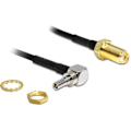 Miniatyrbillede 1 af 3: DeLOCK adapter, CRC-9 han vinklet 90° - ret SMA hun, 0,2m, sort