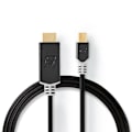 Pikkukuva 2 / 6: Nedis Mini DisplayPort kaapeli | DisplayPort 1.4 | Mini DisplayPort Uros | HDMI™ liitin | 48 Gbps | Kullattu | 2.00 m | Pyöreä | PVC | Antrasiitti | I