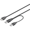 Miniatyrbillede 1 af 2: DELTACO USB-strømkabel, Y-kabel, 2xType A han til 1xType A hun, 0,3m