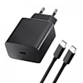 Pikkukuva 1 / 2: Pikalaturi 25W USB-C ja USB C-C-kaapeli 1 metri, musta