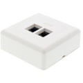 Pikkukuva 1 / 6: DELTACO seinärasia, pinta-asennettava UTP 2xRJ45, Cat6, valkoinen