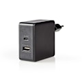 Miniatyrbild 3 av 9: Nedis Väggladdare | 57 W | Snabbladdnings funktion | 2.25 A / 2.4 / 3.0 A | Antal utgångar: 2 | USB-A / USB-Câ„¢ | Utan kabel | Automatiskt val av Spä