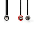Miniatyrbillede 3 af 4: Nedis Stereo Audio kabel | 3.5 mm Hanstik | 2x RCA Hanstik | Nikkelplateret | 1.00 m | Runde | Sort | Box