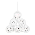 Miniatyrbillede 5 af 8: DELTACO Flexible 4-Socket Power strip, 1,4m, 16A 3500W, 2x USB-A, whit