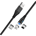 Miniatyrbillede 4 af 5: Maxlife MXUC-02 Magnetisk 3i1-Laddkabel (Lightning/USB-C/microUSB) Fast Charge (2A), Svart