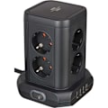 Pikkukuva 1 / 7: brennenstuhl 8-suuntainen pistorasia 45° järjestelyssä (4x USB, 2 kaapelia, kaksinapainen kytkin) TYPE F
