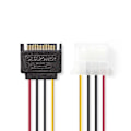 Pikkukuva 2 / 4: Nedis Sisäinen Virtakaapeli | SATA 15-Pin uros | Molex naaras | Kullattu | 0.15 m | Pyöreä | PVC | Monivärinen | Kirjekuori