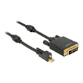 Miniatyrbillede 2 af 2: DeLOCK miniDP - DVI-D 24+1 kabel, 1m, Ultra HD, skruv, 1m