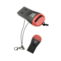 Miniatyrbillede 2 af 2: USB 2.0 kortlæser til microSDHC (rød/svart)