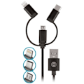 Pikkukuva 2 / 3: Forever 3in1 nailon microUSB + Lightning + USB type-C Musta