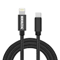 Pikkukuva 2 / 2: NORDIQZENZ USB-C ja Lightning tekstiilikaapeli, 2m, musta