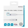 Pikkukuva 3 / 3: DELTACO USB-C-kaapeli, 1m, USB 3.1 Gen 2, E-Marker, valkoinen