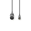 Pikkukuva 3 / 4: Nedis Balansoimaton Audiojohto | XLR 3-Pin uros | RCA Uros | Niklattu | 3.00 m | Pyöreä | PVC | Tummanharmaa | Pahvikotelo