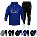 Miniatyrbild 3 av 6: Sport-hoodie-set för män, träningsoverall, långärmad hoodie, sweatshirt-jacka + joggingbyxor, träningsbyxor, outfit med fickor C XL C